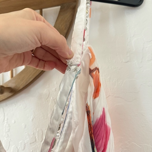 Ieena Mac Duggal 2219 Rhinestone Trim Floral Chiffon Chunky Criss Back Strap 16 - Picture 13 of 13